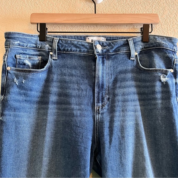 PAIGE Hoxton Slim Distressed High Rise Jeans Size 34 - Picture 4 of 11